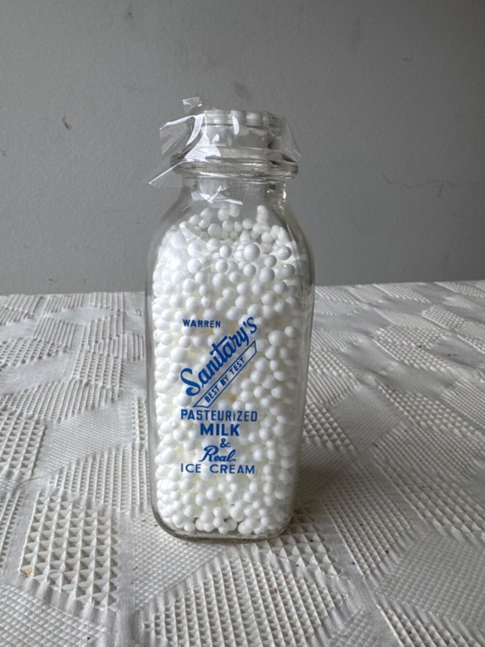 Warren Sanitarys Milk Bottle Vintage Display Farmhouse Kitchen Decor